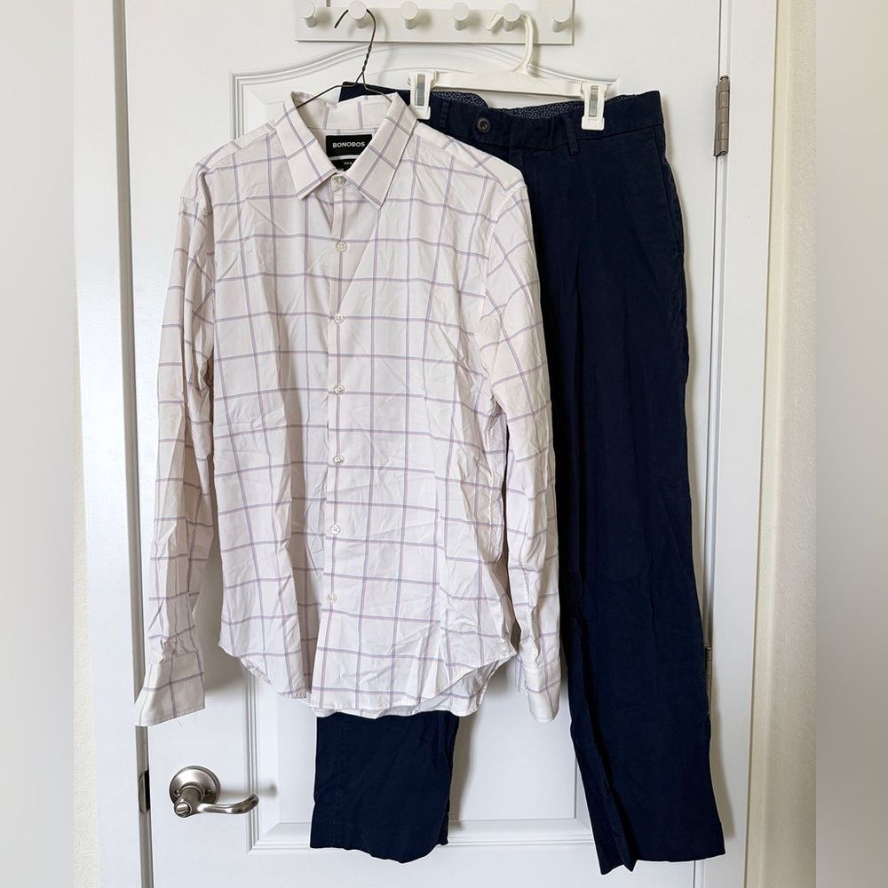 Bonobos Men’s Outfit Bundle: Slim Fit LS Shirt M + Blue Chinos 34 / 30